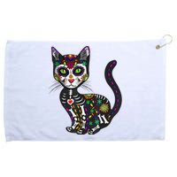 Cute Sugar Skull Mexican Cat Halloween Day Of The Dead Grommeted Golf Towel