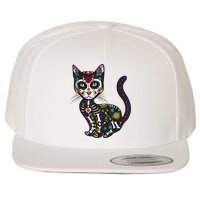 Cute Sugar Skull Mexican Cat Halloween Day Of The Dead Wool Snapback Cap