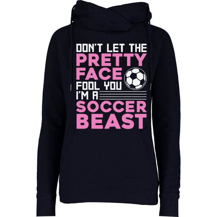 Cool Soccer Soccer Lover Player Sports Womens Funnel Neck Pullover Hood