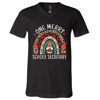 Christmas School Secretary Funny Gnomes School Secretary V-Neck T-Shirt