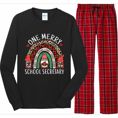 Christmas School Secretary Funny Gnomes School Secretary Long Sleeve Pajama Set