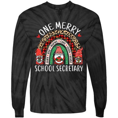 Christmas School Secretary Funny Gnomes School Secretary Tie-Dye Long Sleeve Shirt