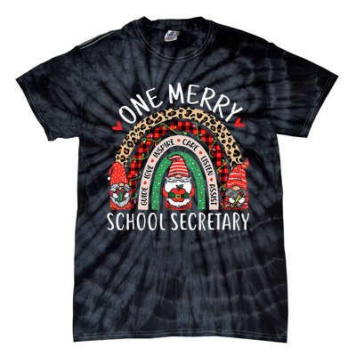 Christmas School Secretary Funny Gnomes School Secretary Tie-Dye T-Shirt