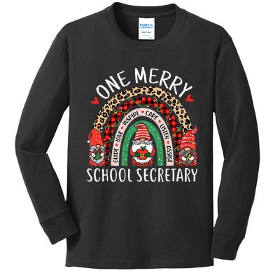 Christmas School Secretary Funny Gnomes School Secretary Kids Long Sleeve Shirt