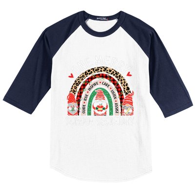 Christmas School Secretary Funny Gnomes School Secretary Baseball Sleeve Shirt