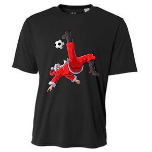 Christmas Santa Soccer Bicycle Kick Xmas Boys Men Ball Sport TShirt Cooling Performance Crew T-Shirt