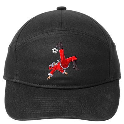Christmas Santa Soccer Bicycle Kick Xmas Boys Men Ball Sport TShirt 7-Panel Snapback Hat