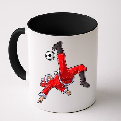 Christmas Santa Soccer Bicycle Kick Xmas Boys Men Ball Sport TShirt Mug