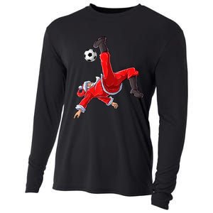 Christmas Santa Soccer Bicycle Kick Xmas Boys Men Ball Sport TShirt Cooling Performance Long Sleeve Crew