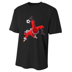 Christmas Santa Soccer Bicycle Kick Xmas Boys Men Ball Sport TShirt Performance Sprint T-Shirt