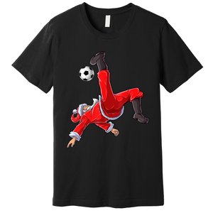 Christmas Santa Soccer Bicycle Kick Xmas Boys Men Ball Sport TShirt Premium T-Shirt