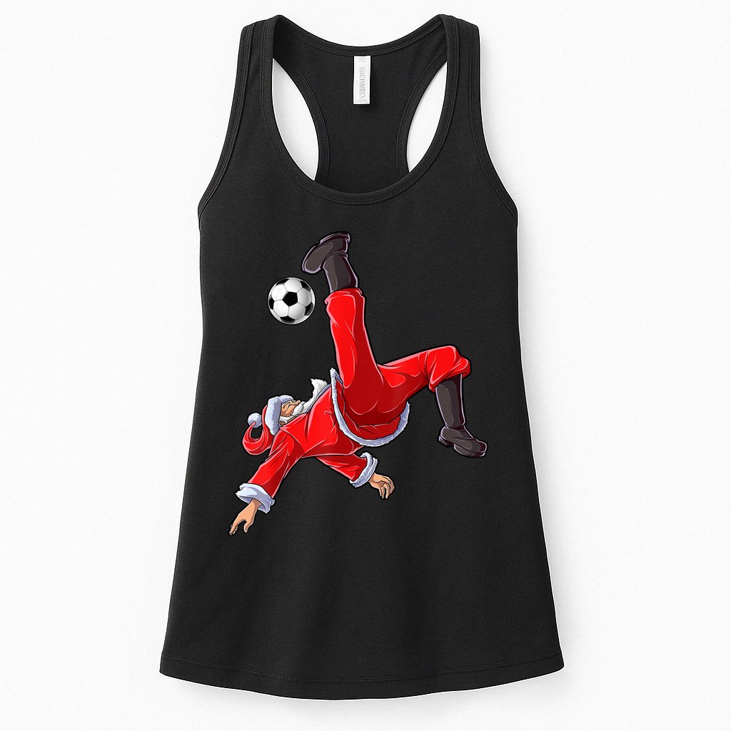 Christmas Santa Soccer Bicycle Kick Xmas Boys Men Ball Sport TShirt Womens Tank Top