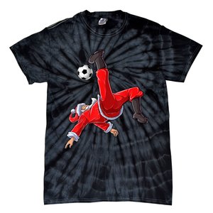 Christmas Santa Soccer Bicycle Kick Xmas Boys Men Ball Sport TShirt Tie-Dye T-Shirt