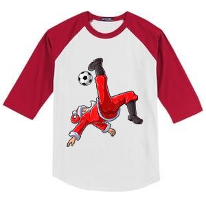 Christmas Santa Soccer Bicycle Kick Xmas Boys Men Ball Sport TShirt Kids Colorblock Raglan Jersey