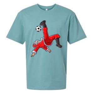 Christmas Santa Soccer Bicycle Kick Xmas Boys Men Ball Sport TShirt Sueded Cloud Jersey T-Shirt