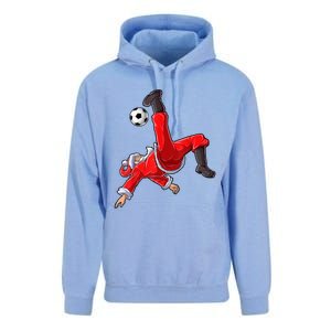 Christmas Santa Soccer Bicycle Kick Xmas Boys Men Ball Sport TShirt Unisex Surf Hoodie