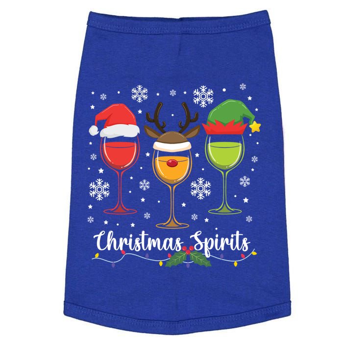 Christmas Spirits Santa Reindeer Elf And Glasses Of Red Wine Cute Gift Doggie Tank