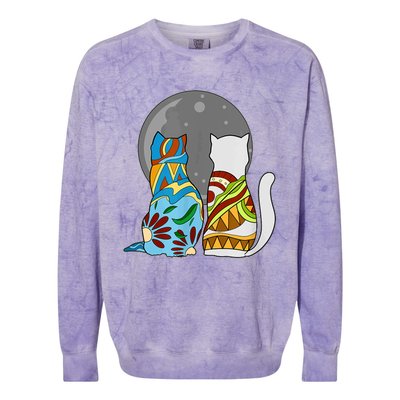 Cats Skeleton Skull Lovers I Day Of Dead I Sugar Cat Colorblast Crewneck Sweatshirt