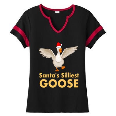 Cool Santas Silliest Goose Tacky Funny Christmas Duck Swans Gift Ladies Halftime Notch Neck Tee