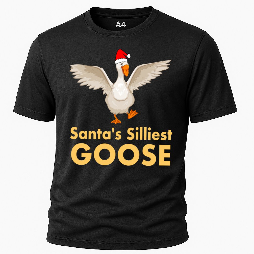 Cool Santas Silliest Goose Tacky Funny Christmas Duck Swans Gift Cooling Performance Crew T-Shirt