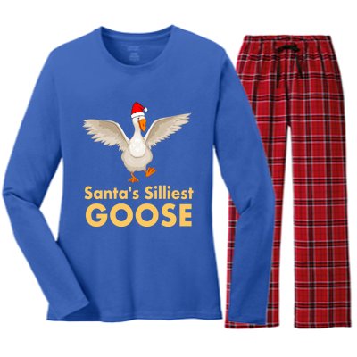 Cool Santas Silliest Goose Tacky Funny Christmas Duck Swans Gift Women's Long Sleeve Flannel Pajama Set 