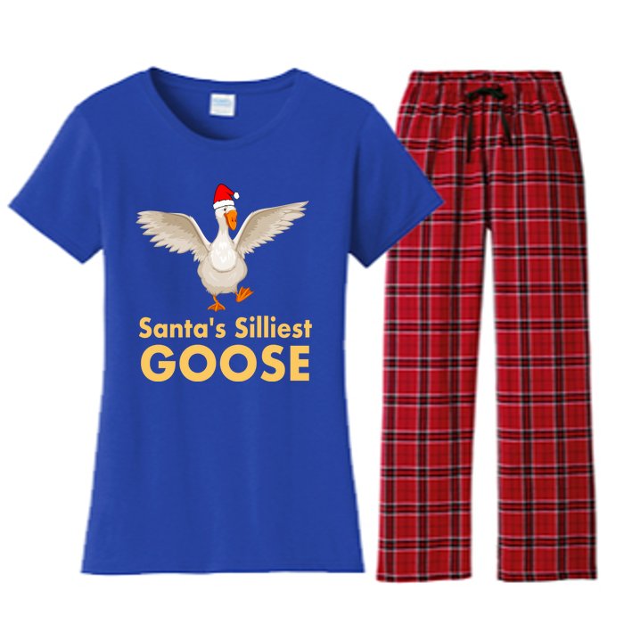 Cool Santas Silliest Goose Tacky Funny Christmas Duck Swans Gift Women's Flannel Pajama Set