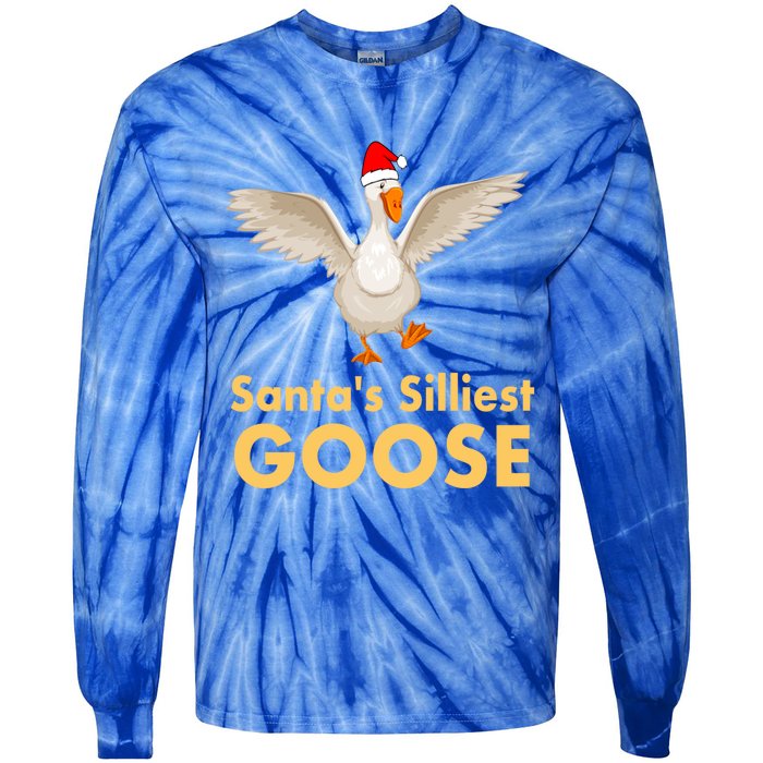 Cool Santas Silliest Goose Tacky Funny Christmas Duck Swans Gift Tie-Dye Long Sleeve Shirt