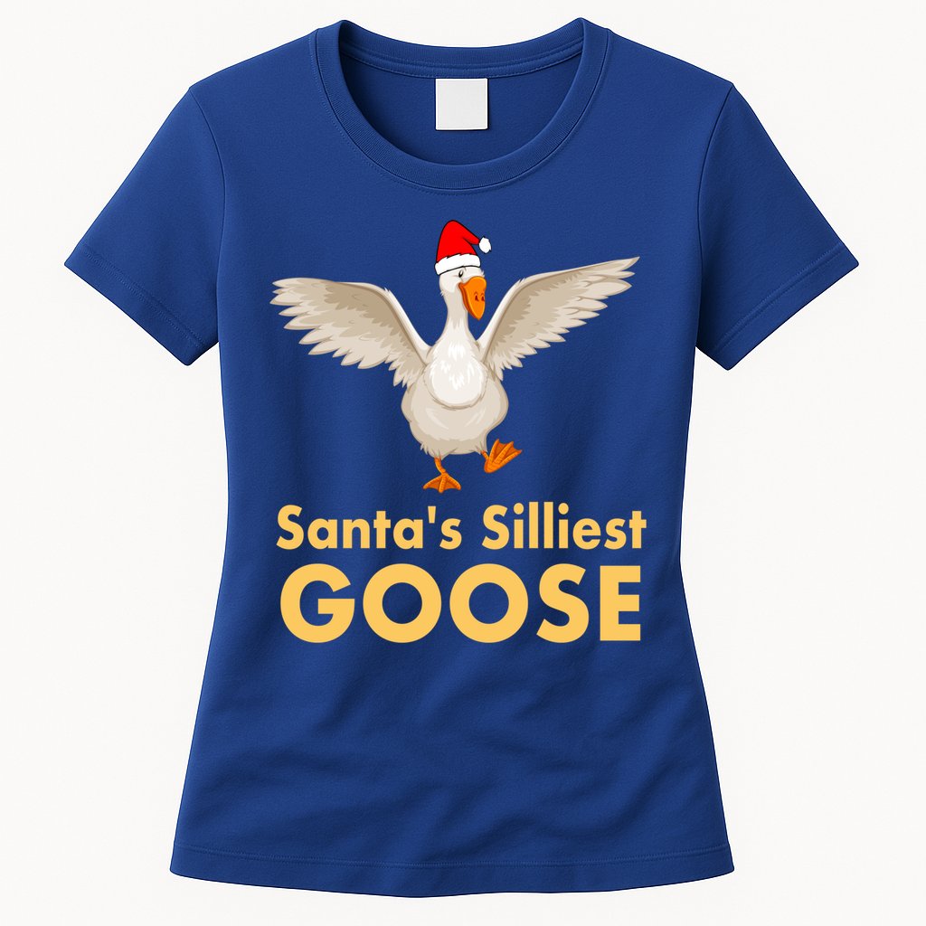 Cool Santas Silliest Goose Tacky Funny Christmas Duck Swans Gift Womens T-Shirt