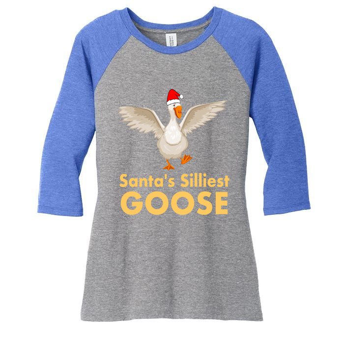 Cool Santas Silliest Goose Tacky Funny Christmas Duck Swans Gift Women's Tri-Blend 3/4-Sleeve Raglan Shirt