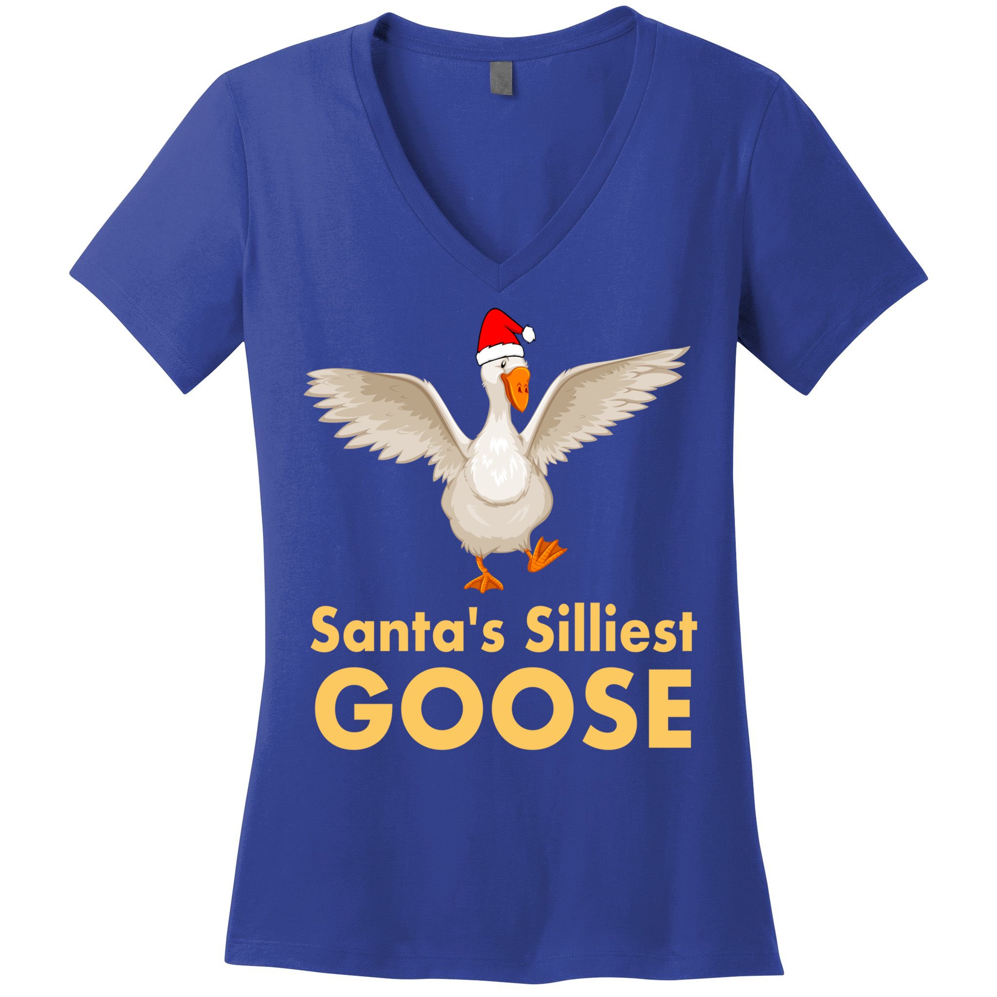 Cool Santas Silliest Goose Tacky Funny Christmas Duck Swans Gift Women's V-Neck T-Shirt