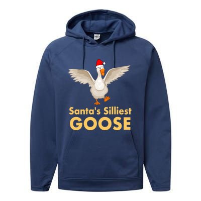 Cool Santas Silliest Goose Tacky Funny Christmas Duck Swans Gift Performance Fleece Hoodie