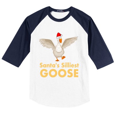 Cool Santas Silliest Goose Tacky Funny Christmas Duck Swans Gift Baseball Sleeve Shirt