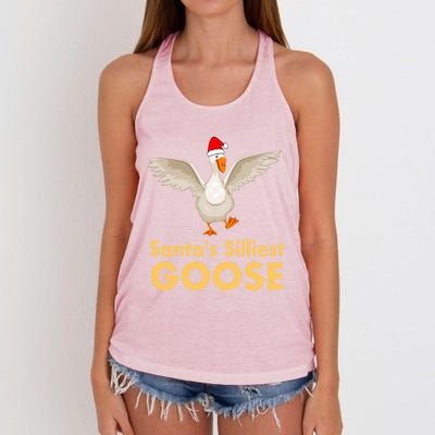 Cool Santas Silliest Goose Tacky Funny Christmas Duck Swans Gift Women's Knotted Racerback Tank