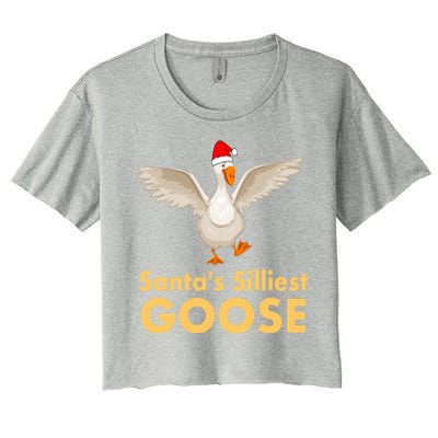 Cool Santas Silliest Goose Tacky Funny Christmas Duck Swans Gift Women's Crop Top Tee