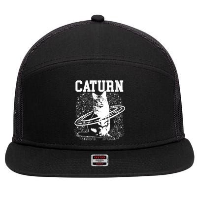 Caturn Saturn Space Cat 7 Panel Mesh Trucker Snapback Hat