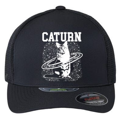 Caturn Saturn Space Cat Flexfit Unipanel Trucker Cap