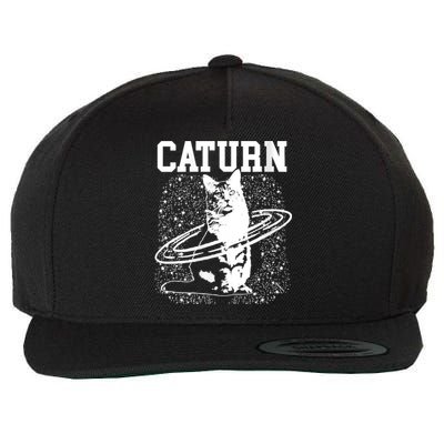 Caturn Saturn Space Cat Wool Snapback Cap