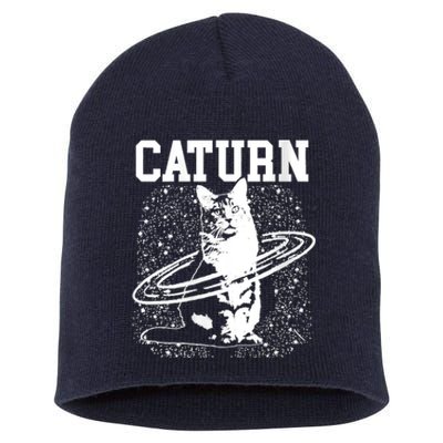 Caturn Saturn Space Cat Short Acrylic Beanie