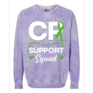 Cp Support Squad Cerebral Palsy Awareness Green Ribbon Cute Gift Colorblast Crewneck Sweatshirt