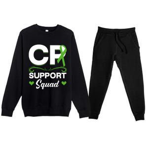 Cp Support Squad Cerebral Palsy Awareness Green Ribbon Cute Gift Premium Crewneck Sweatsuit Set