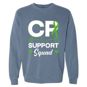 Cp Support Squad Cerebral Palsy Awareness Green Ribbon Cute Gift Garment-Dyed Sweatshirt