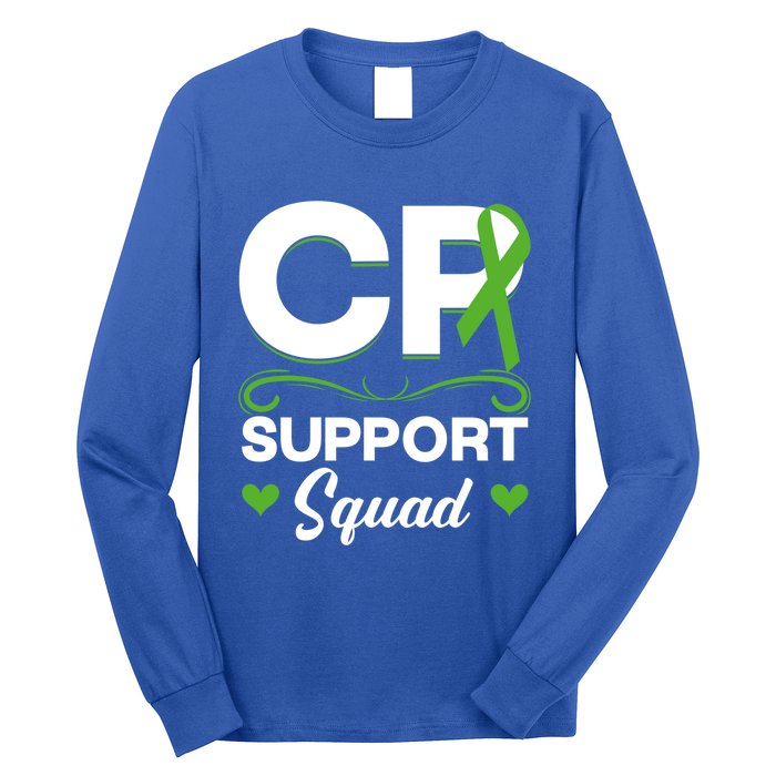 Cp Support Squad Cerebral Palsy Awareness Green Ribbon Cute Gift Long Sleeve Shirt