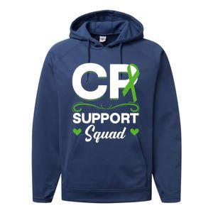 Cp Support Squad Cerebral Palsy Awareness Green Ribbon Cute Gift Performance Fleece Hoodie