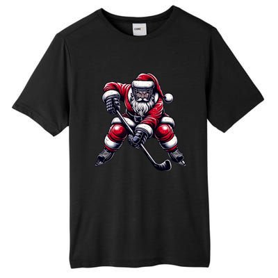 Christmas Sports Santa Plays Ice Hockey Xmas Gift Tall Fusion ChromaSoft Performance T-Shirt