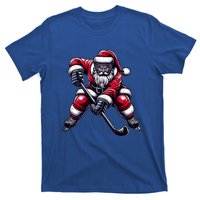 Christmas Sports Santa Plays Ice Hockey Xmas Gift T-Shirt