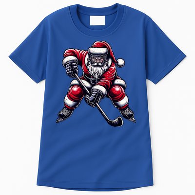 Christmas Sports Santa Plays Ice Hockey Xmas Gift Tall T-Shirt