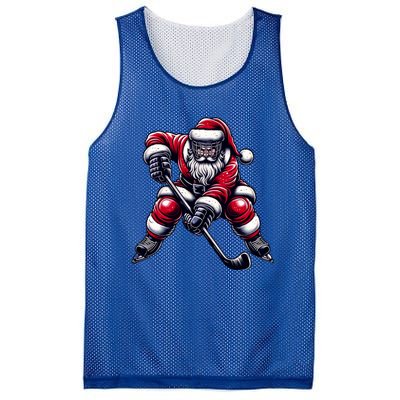 Christmas Sports Santa Plays Ice Hockey Xmas Gift Mesh Reversible Basketball Jersey Tank