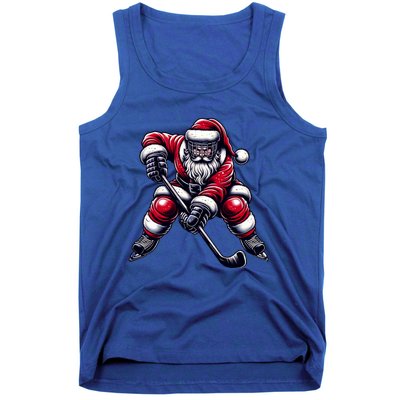 Christmas Sports Santa Plays Ice Hockey Xmas Gift Tank Top