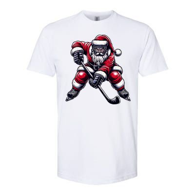 Christmas Sports Santa Plays Ice Hockey Xmas Gift Softstyle CVC T-Shirt