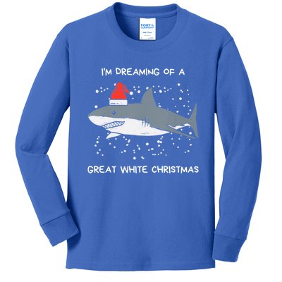 Christmas Shark Santa Hat Xmas Santa Jaws Funny Shark Pun Gift Kids Long Sleeve Shirt